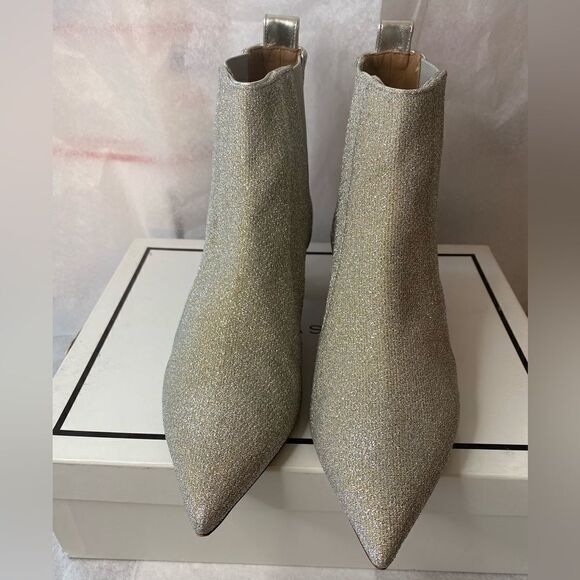 Tabitha Simmons Silver Chelsea Boots NIB $845 Retail Designer Statement 37.5 7.5 - Picture 7 of 15